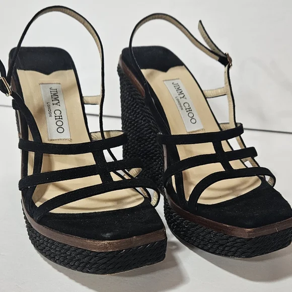 JIMMY CHOO Suede Ariela 110 Wedge Sandals Size 39 - Picture 5 of 10
